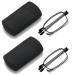 VANANA Folding Reading Glasses with Hard Cases Blue Light Blocking Lens Spring Hinge Magnify Reader Pocket Size Black (2 Pairs) 2 x