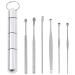 TOOKICHI Earwax Removal kit  Ear Wax Removal 6-in-1 Ear Pick Tools Reusable Ear Cleaner  Stainless Steel Limpiador de Oidos Set with Keychain Box Utility to Use Silver