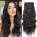Yddm hair extensions clip in extensions dark brown wavy hair extension full of head like real hair hair exension clips cheap clip extensions synthetic hair part for women (20 inch 4pcs) 20 inch c (4#)