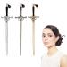 3 PCS Hair Chopsticks  Comics Chinese Style Hair Pin Sword Shaped Hair Chopsticks Chignon with Red Gemstone Pendant Hair Accessory for Women Girl Long Hair (Type A)