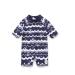 BONVERANO Baby Boys Swimsuit Toddler Bathing Suit Short-Sleeve Zipper One Piece Swimwear with UPF 50+ Sun Protection 18-24 Months Navy Wave