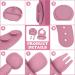 Vicloon Silicone Baby Feeding Set | 4Pcs Weaning Set | Suction Plate, Bib, Spoon & Fork | BPA Free | Toddlers & Kids Divided Plate | Gift - Pink - Buy Online on GoSupps.com
