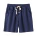 Loyalt Men's Fashion Casual Solid Color Cotton Linen Shorts Tie Cotton Linen Shorts Navy Medium