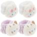 POPETPOP Lot de 4 Bracelets de Lavage du Visage en Tissu Imitation Fourrure Absorbants et Anti-Humidit Taille Petite Couleur Blanche Motifs Chat et Lapin pour Soin Peau et Maquillage