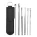INLIMA Spring Earwax Cleaner Kit Ear Cleaning Kit Adult Earwax Removal Kit Easy to Use Earwax Removal Kit with Storage Box 6-Piece Set Black