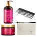Pomegranate & Honey Leave in Conditioner for Curly Hair Curl Defining Custard Bundle with JONEX SCO Wide Tooth Comb for Curly Hair and Cosmetic Travel Toiletry Bag (4 items)