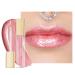 Oulac lip gloss shiny - liquid lipstick 3D gloss finish moisture lip gloss transparent glitter with rosendamascena flower extract lip care for dry lips 4.5ml cool pink (C06)