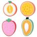 Tofficu 4pcs Premium Kids Fruit Bath Sponges Brushes Scrubbers Bathing Tools for Kids Children (Mango+ Honey- Dew Melon+ Orange+ Strawberry)
