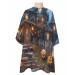Halloween Barber Cape - Salon Hair Cutting Cape for Women Men Kids Adults Forest Ghost Pumpkin Castle Vintage Cottage Haircut Cape with Adjustable Elastic Neckline Hairdressing Stylist Accessories 1 piece 55x63 Inch Black Mist Blue Dark Orange