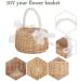Wicker Rattan Flower Girl Basket with Pearl Handle and Bow Hand Woven Wicker Basket Candy Basket with Ribbon for Wedding - Buy Online on GoSupps.com