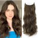 Brown Hair Extensions with Adjustable Size Removable Clips 20inch Secret Invisible Hair extension Synthetic Curly Hair Pieces for Women 20 Inch Brown