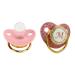 Ergonomic Baby Pacifier with Covered Rhinestones - Golden Curved Design Letters M | International Shipping - Buy Online on GoSupps.com