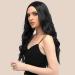 Fine Long Corrugated Black Wig for Women | Medium Part Curly Wavy Synthetic Hair Wig - 60 cm for Daily & Party Use - Buy Online on GoSupps.com
