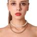 Aimimier Bridal Layered Pearl Choker Necklace Chunky Cuban Link Chain Necklace Vintage Pearl Necklace Prom Party Festival Statement Jewelry for Women and Girls Gold