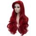 LABEAUT  Curly Red Mermaid Wig for Women Long Wavy Cosplay Daily Hair Heat Resistant Synthetic Fiber Wig for Halloween Party Christmas + Cap Red 1