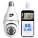 Tashi 1080P Light Bulb Camera, Wireless 5GHz & 2.4GHz WiFi Home Security Camera 360 Surveillance Cam with Motion Detection Alarm Night Vision Light Socket Camera 1Pack with 64G SD Card