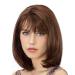 Onpep Short Straight Bob Wigs with Air Bangs Honey Brown Wig for Women Shoulder Length Heat Resistant Fiber Hair Wigs Honey Brown blended with Auburn