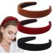 Etercycle 3Pcs Velvet Headbands for Women  Wide Headband for Women  Hair Accessories for Daily Wearing  Dating  Sports  Yoga (Black  Brown  Red)