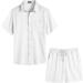 COOFANDY Men's 2 Piece Linen Set - Casual Short Sleeve Shirt and Shorts Beach Set - White, Adult X-Large - Buy Online on GoSupps.com