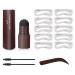 Eyebrow Stencil Kit Eyebrow Stamp Kit Waterproof Brow Stamp Shaping Kit Eyebrow Powder Stencil Kit Eyebrow Stamp Makeup Tools with 10 Reusable Eyebrow Stencils 2 Eyebrow Pen Brushes (dark brown)