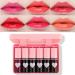 6 Colours Lip Stain Tint Set Mini Liquid Lipstick Waterproof Long-Lasting Non-Drying Lip Tint Lip Stain Natural Looking Glass Finish Lip Gloss Set (Set A)