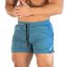 Mens Swim Trunks Men Solid Color Casual Drawstring Mid Waist Sports Shorts with Pockets Blue 3X-Large