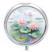 Pill Box Pill Case 3 Compartment Travel Pill Box Beautiful Lotus Flowers Printing Small Pill Box Portable Medicine Pill Case Pill Organizer for Purse & Pocket for Travel Handbag (Round)