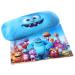Paule & Knopf Cute children's hard case with 3 laughing Monsters AG motifs and microfibre cloth light blue