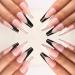 24 Pieces Glossy Black & White Ballerina Press-On Nails | Full Cover Nail Tips for Women & Girls | Nail Art Decoration - Buy Online on GoSupps.com