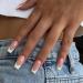 French Tip False Nails Acrylic White Press On Nails Medium Long Coffin Stick on Nails 24pcs Nails Ballet Fake Nails with Glue Sticker for Women and Girls (Long French Style)