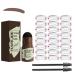 Ey brow stamps waterproof brow stamp one step Brow Stamp Shaping Kit with 24 reusable brow templates 2 brow brushes shading powder pencil.(Dark brown)