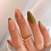 Fall Press on Nails Medium Almond Green Fake Nails Leafs Designs Full Cover False Nails with Glitter French Nails Autumn Nails for Women Girls 24 Pcs Artificial Nails Style 11