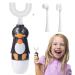 Kids Electric Toothbrush,Caromolly U-Shaped Automatic Toothbrush,360° Cleaning with Three Types of Brush Heads,Special Design for 7-12 Years,Cartoon Modeling,Black 3 Piece Set Black