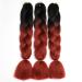 Showjarlly Kanecalon Kunsthaar Hair Kanecalon Hair Braids Extension Ombre Jumbo Braid Hair extension 24 " KanCalon braids Box Hair Kunsthaar Hair for Inclined Black/Red Brown# 61cm-24 inch (3 pack) black/red-brown