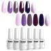 Vishine Gel Nail Polish Kit - 6 Colors Purple Series - Violet Lilac Grape Nail Gel Colors Nail Art DIY Home Gel Manicure Set