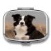 Pill Box Border Collie Print 2 Compartment Medicine Pill Case Pill Organizer Decorative Metal Portable Pill Box for Pocket Or Purse