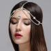 Xerling Shiny Rhinestone Headpiece Bling Crystal Teardrop Head Chain for Women Dainty Headwear Head Accessories for Wedding Bridal Halloween Costume (Silver)
