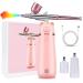 Airbrush with Compressor Kit Portable Makeup Airbrush Set Rechargeable Handheld Cordless Multi-purpose Airbrush Makeup for Deep Moisturizing Face Spa Moisture Oxygen Sprayer (Pink)
