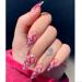 Sethexy Long Pink Fire Design Stiletto Glossy Acrylic Press-On Nails | 24pc Nail Tips for Women & Girls - Buy Online on GoSupps.com