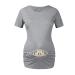 Maternity Top Short Sleeve Funny Pregnancy Tee Cute Baby Pregnant Women T Shirts-Grey L