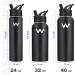 WEREWOLVES Insulated Water Bottle 32 oz - Stainless Steel with Paracord Handle, Straw & Spout Lid - Wide Mouth Reusable Vacuum Bottle for Adults - Black - Buy Online on GoSupps.com