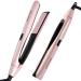 Ros Sunset Flat Iron Hair Straightener Smoothing & Straightening in One Stroke Ionic Hair Straightener and Curler 2 in 1 Fast Heat Up Ceramic Flat Iron for All Hair Type Dual Voltage
