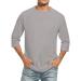 T-shirts for men round-necked 3/4 arm shirt basic t shirt men three-quarter arm shirt grandad shirt dapa tops oversized tshirt running shirt leisure shirts m gray