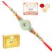 Ghasitaram Gifts Rakhi for Brother Rakhis Online - 8469 Premium Rakhi with 200 GMS of Kaju katli and 200 GMS of Soan Papdi Rakhi with 200 gms of Kaju katli and Soan Papdi