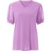 Shop Elegant Women's Summer T-Shirt - Casual V-Neck Cotton Blouse in Beige & Pink | International Shipping Available - Buy Online on GoSupps.com