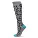 MeMoi Women's Leopard Nylon 15-20mmHg Graduated Compression Socks Gray 9-11