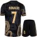 Mikalay Madrid Heim Ronaldo #7 Retro Black Dragon Limited Sonder Edition Rare Football Children Trikot Shorts Set Youth Sizes Black 152