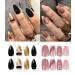 Sethexy almond short false nails pink black 2 set artificial nails to stick with nail glue oval press on nails with glue 48 piece acrylic nails to stick on for women and girls