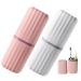 Toothbrush Travel Case 1 in 2 Splited Toothbrush Case with Mouthwash Cup Toothbrush Holder Travel Plastic Toothbrush Holders with Close Fit Slotted Divider 2Pcs.