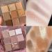 PICKX 9 Colors Glitter Eyeshadow Makeup Palette Matte High Pigmented Colorful Creamy Texture Eye Shadow Powder Natural Waterproof Long Lasting Eyeshadow Powder Cosmetics (Gold+Purple)
